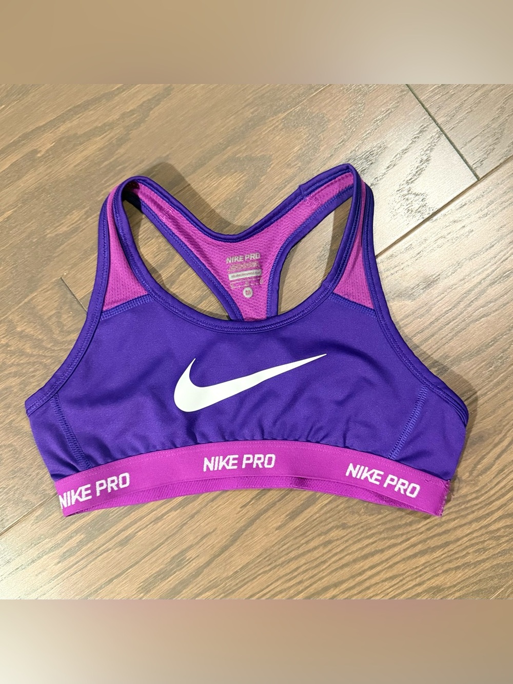 Nike Pro Dri-FIT Purple Pink Racerback Sports Bra Medium Athletic Workout